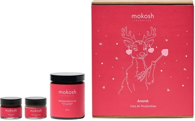 Zestaw kosmetyków do pielęgnacji ciała Mokosh Amorek Usta do Pocałunków Balsam do ust 15 ml + Peeling do ust 15 ml + Balsam nawilżający 180 ml (5902729031103)