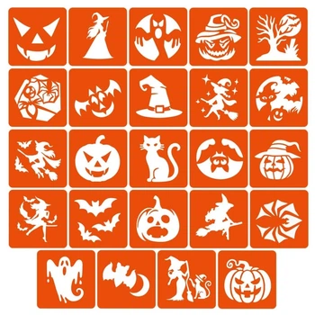 Набір трафаретів для біо-тату "Хелловін №2" Hallowween-2-24, 24 трафарети 6х6 см