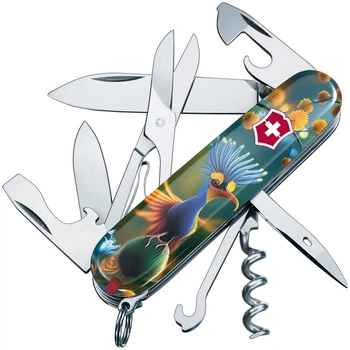 Ніж складаний, мультитул Victorinox Climber Design (91мм, 16 функцій), яскравий птах 1.3703.3.R2110pk