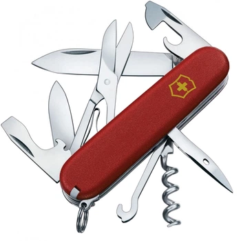 Ніж докладний, мультитул Victorinox Climber (91мм, 14 функцій), краний мат, жовт. лого 1.3703.M0008p