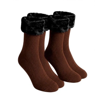 Шкарпетки з флісом Коричневий набір з 2 пар (one size)