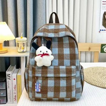 Стильный рюкзак в клетку Vintage Plaid 1360 Blue-brown