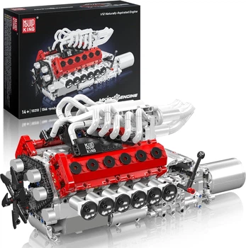 Конструктор двигун V12 Naturally Aspirated Engine Ferrari Mould King моторозований дитячий мотор, 1366 деталей 10210