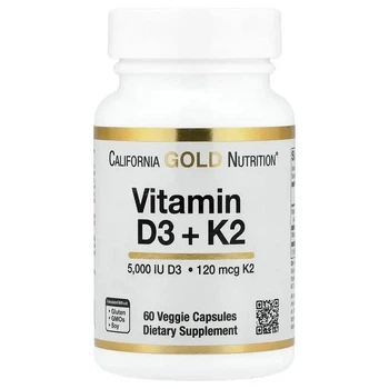 Витамин Д3 и К2 MK-7 California Gold Nutrition Vitamin D3 + K2 MK-7 60 вег капс