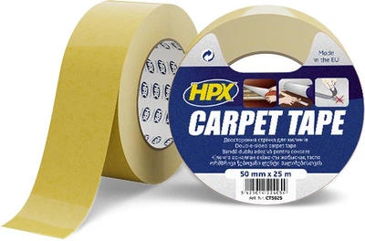 Двусторонняя лента HPX Carpet Tape для ковровых покрытий и линолеума 50 мм х 25 м Белая (CT5025)