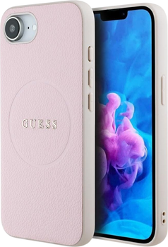 Панель Guess Grained Gold Ring with MagSafe для Apple iPhone 16e Pink (GUHMPSE4PGHSMMP)