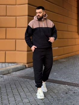 Теплый мужской костюм из флиса кофейного цвета 36227 L-XL