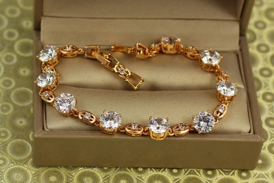 Браслет Xuping Jewelry Клио с камнями 18.5 см 7 мм золотистый
