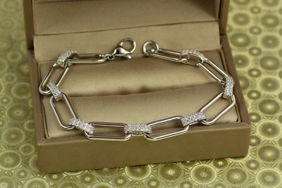 Браслет Xuping Jewelry Периметр з овальними ланками 17 см 7 мм сріблястий