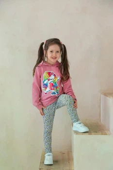 Детские лосины тонкие, трикотажные, для девочек, SmileTime Rainbow, серые, размер 122