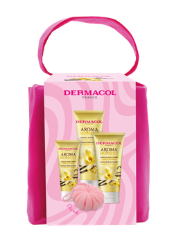 Zestaw Dermacol Aroma Moment Vanilla Bourbon żel pod prysznic 250 ml + balsam do ciała 200 ml + krem do rąk 100 ml + gąbka do ciała (8595003138406)