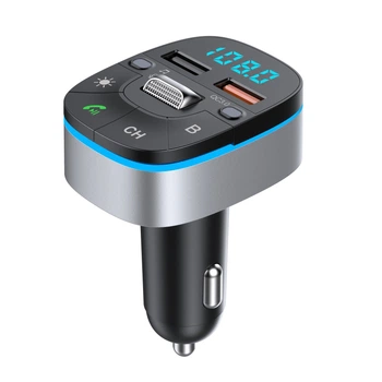 Автомобільний FM-модулятор T75 з Bluetooth 5.0, MP3 та швидкою зарядкою QC 3.0 (чорний + сірий)