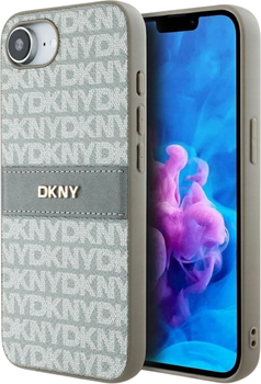 Etui plecki DKNY Repeat Texture Pattern with Tonal Stripe do Apple iPhone 16e Beige (3666339453985)