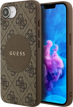 Etui plecki Guess 4G Round Patch Classic Logo with MagSafe do Apple iPhone 16e Brown (3666339454043)