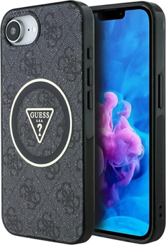 Панель Guess IML Metal Glitter 4G Circle Triangle with MagSafe для Apple iPhone 16e Black (GUHMPSE4HG4PRTGK)