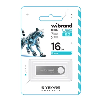 USB флеш-накопичувач Wibrand 16gb Puma Срібло