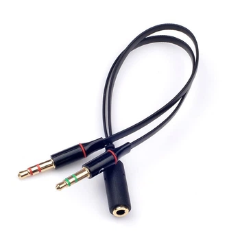 Розділювач Аудіо виходу Aux 3.5mm (Female) to 2Aux 3.5mm (Male) Чорний
