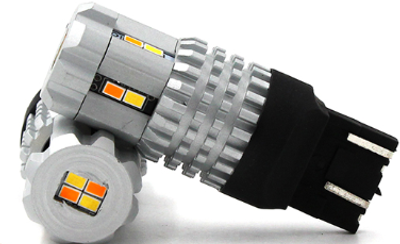 Светодиодная лампа Autoexpect 12SMD 3020 ДХО с функцией поворота цоколь 7443 T20 W21/5W W3x16q12V Двухцветная Белая Желтая 12V (74899)