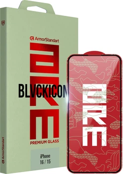 Защитное стекло ArmorStandart Corning Black Icon для смартфона Apple iPhone 16/15 Black (ARM79552)