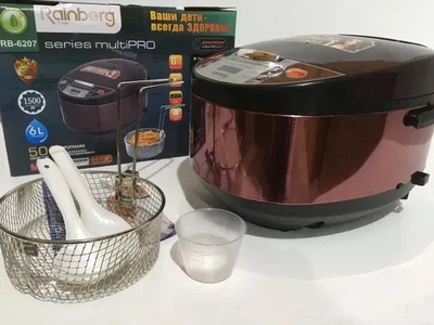 Мультиварка Rainberg Rb-6207, 1500Вт/6л, для приготовления блюд в автоматическом или полуавтоматическом режиме, Коричневый