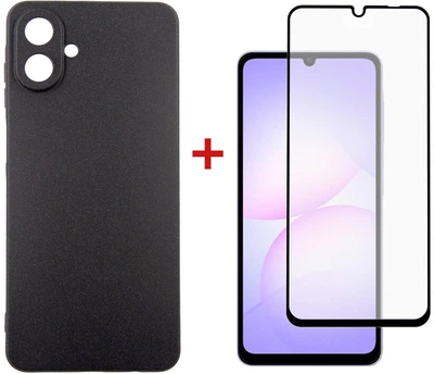Комплект чехол для смартфона + стекло DENGOS Carbon для Samsung Galaxy A07 Black (DG-KM-162)