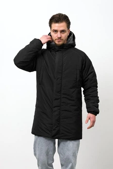 Мужская Зимняя Куртка Парка Удлиненная Теплая Черная Without Snowman L/XL (372940)