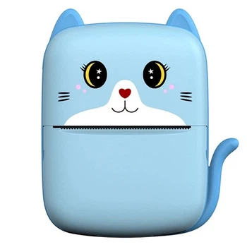 Мини Принтер Портативный Детский A8 Cat Для Телефона С Bluetooth Синий. (373423)