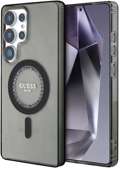 Etui Guess Rhinestones Printed Classic Logo MagSafe do Samsung Galaxy S25 Ultra Black (3666339449537)