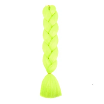 Канекалон Jumbo Braid однотонный салатовый желто-зеленый неон лимонний лайм коса длинна 60 см Вес 100 грам Термостойкий А22
