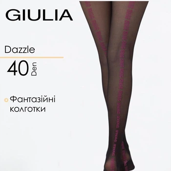 Колготки с ярким декоративным швом Giulia DAZZLE 40 (1) 2 Black-nero, капроновые, с имитацией шва, элегантные