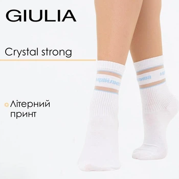 Носки женские хлопковые с буквенным принтом Giulia WS3 CRISTAL STRONG 004 36/40 Multicolor-white/baby blue,классические носки