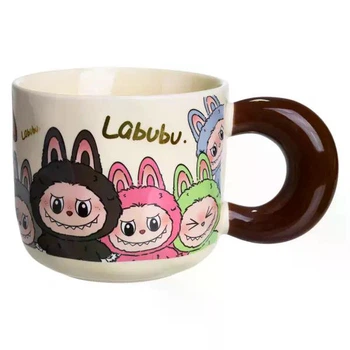 Чашка фарфоровая LABUBU Pure Happines 400 мл бежевая фарфоровая кружка для горячих напитков прочный фарфор с удобным объемом стильная посуда для ежедневного использования