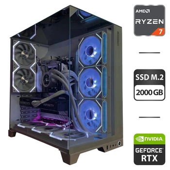 Сборка под заказ: компьютер GameMax Infinity Pro White Tower / AMD Ryzen 7 7700 (8 (12) ядер по 3.8 - 5.3 GHz) / 32 GB DDR5 / 2000 GB SSD M.2 / nVidia GeForce RTX 5070, 12 GB GDDR7, 192-bit / 850W
