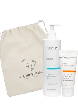 Подарочный набор Christina Очищающий гель Azulene cleansing gel 300 ml + Морковный крем Carrot moisture cream 60 ml