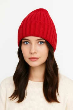 Жіноча тепла в'язана шапка ARTKNIT 56см Червоний (ak42856)
