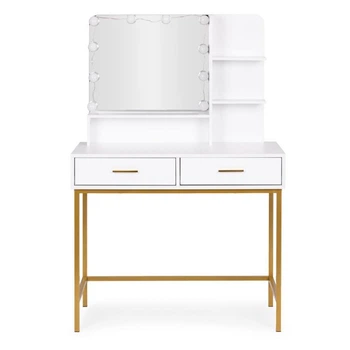 Косметичний туалетний столик ModernHome від Multistore з дзеркалом та LED підсвічуванням White (5905817009114)