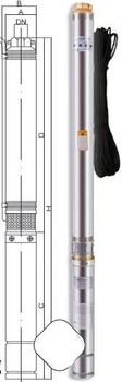 Глибинний насос Euroaqua 75 DRG 115 - 0.37 kw (30 м. кабеля)