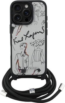 Панель Karl Lagerfeld Crossbody Grained Pattern & Logo для Apple iPhone 16 Pro Grey (KLHCP16LPGGRMPCG)