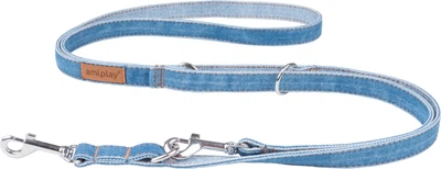 Smycz regulowana Amiplay Denim 6 w 1 S 100 - 200 cm Niebieska (5907563271401)