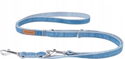 Регульований повідець Amiplay Denim 6 в 1 L 100 - 200 см Синій (5907563271449)