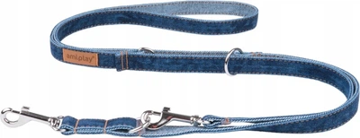 Smycz regulowana Amiplay Denim 6 w 1 XL 100 - 200 cm Granatowa (5907563271470)