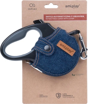Smycz automatyczna Amiplay Infini z obudową Denim M 5 m Granatowa (5907563271517)