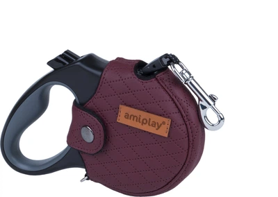 Smycz automatyczna Amiplay Infini z obudową New York L 5 m Bordowa (5907563271906)