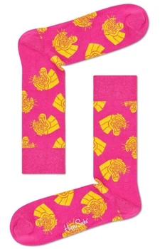 Женские носки прикольные высокие хлопковые Happy Socks 194876 36/40 1 пара Розовый (2200005145364)