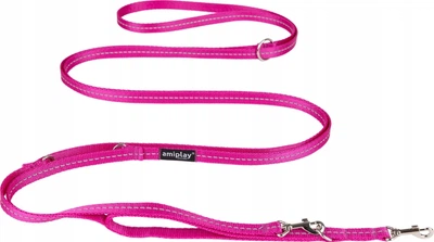 Smycz regulowana Amiplay Reflective 8 w 1 S 200 - 400 cm Różowa (5907563306165)