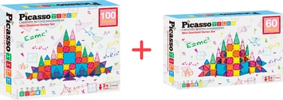Набір магнітного конструктора Picasso Tiles Mini Diamond Series Set 100 деталей + 60 деталей (468507874_468507859)