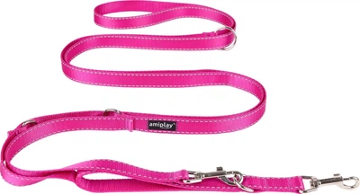 Smycz regulowana Amiplay Reflective 8 w 1 L 200 - 400 cm Różowa (5907563306240)