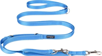 Smycz regulowana Amiplay Reflective 8 w 1 XL 200 - 400 cm Niebieska (5907563306271)