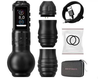 Професійна тату машинка Ambition Traveler-T2 з подвійними ручками, акумулятор 2000mAh, RCA комплект + кейс для зберігання
