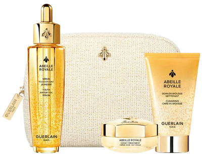 Набір Guerlain Abeille Royale сироватка для обличчя 50 мл + Honey Treatment крем для обличчя 15 мл + мус для обличчя 40 мл + косметичка (3346470620421)